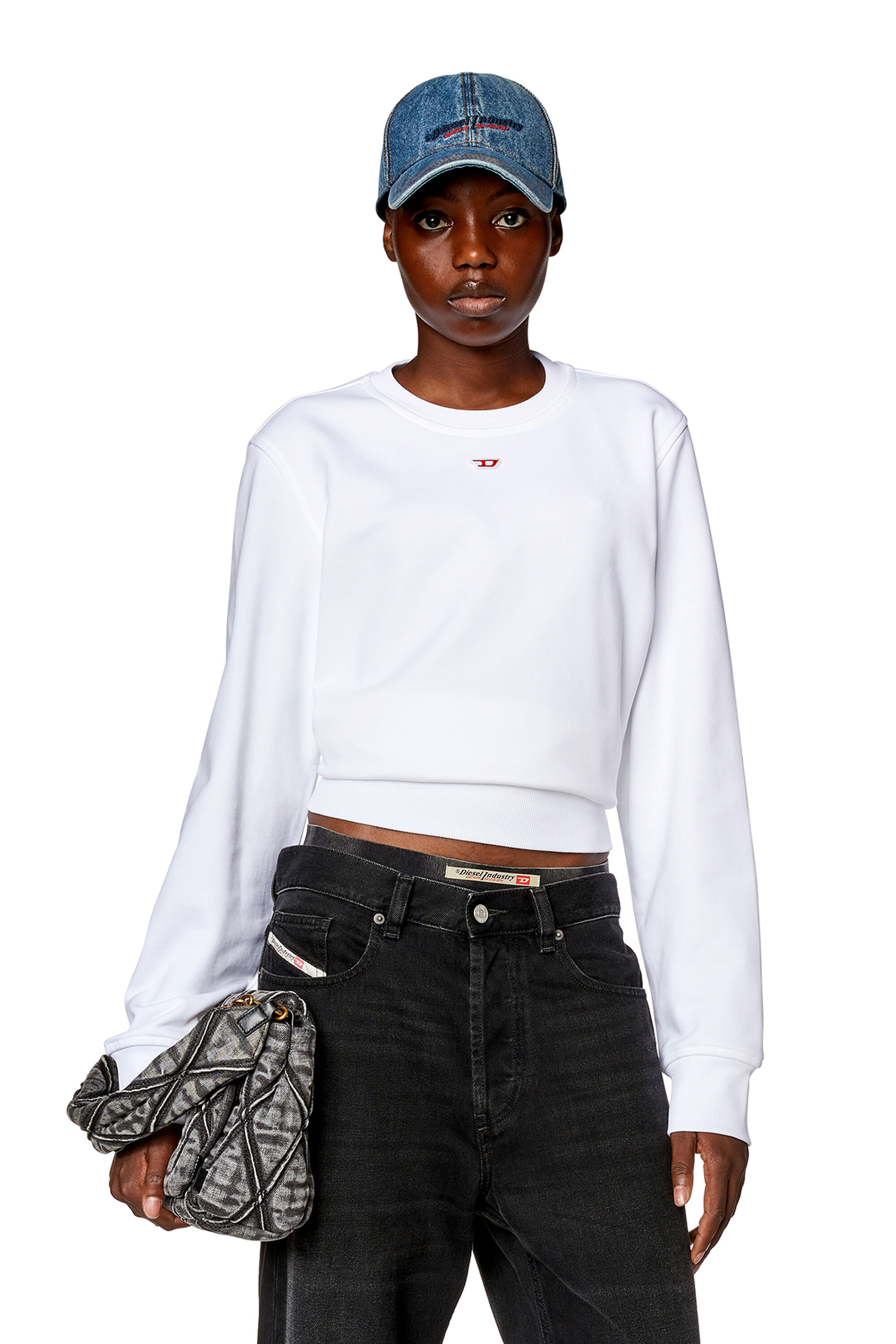 Diesel - S-GINN-D, Woman's Sweatshirt with D logo in White - 3