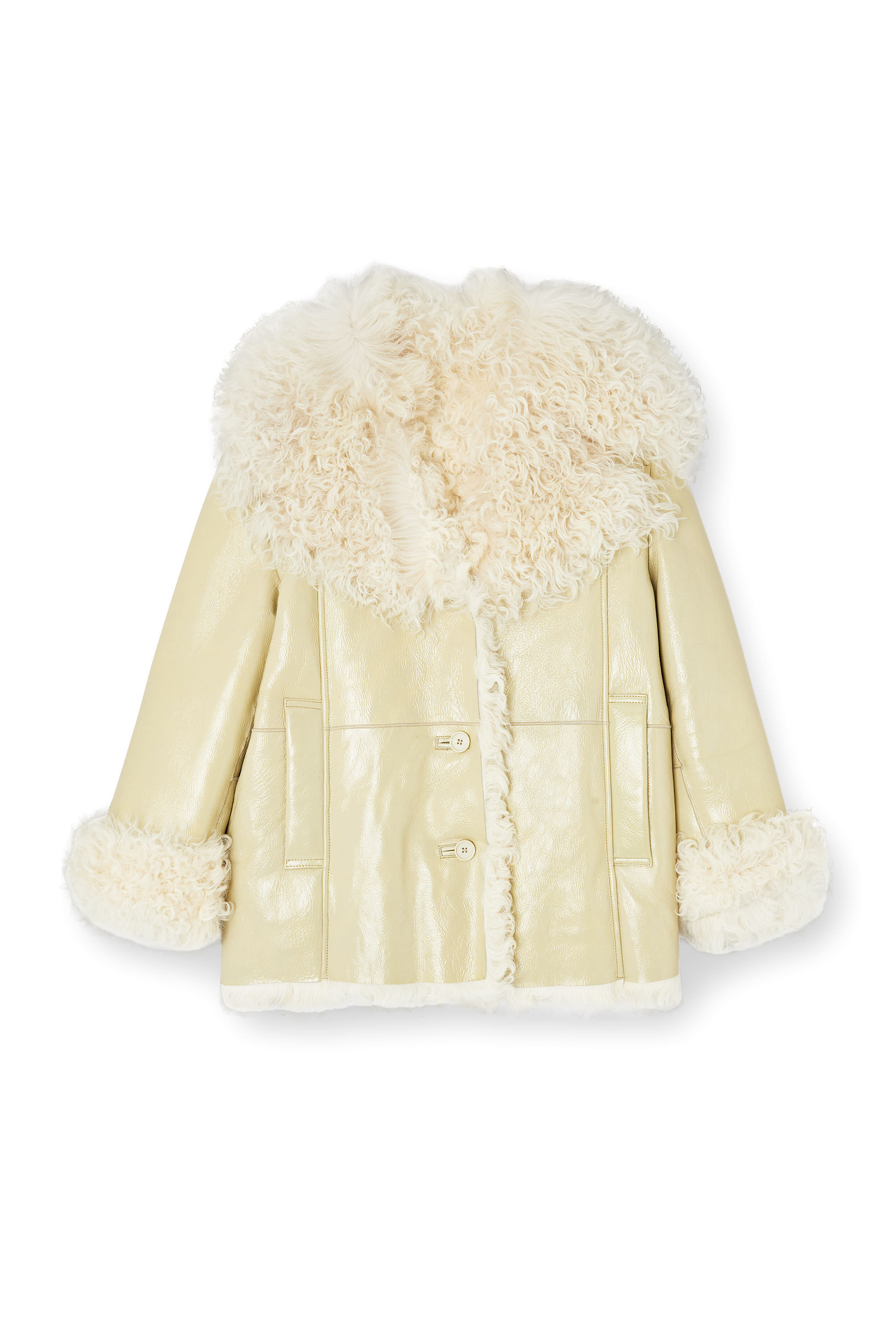 Diesel - L-ACONIC, Woman's Patent shearling jacket in null - 2