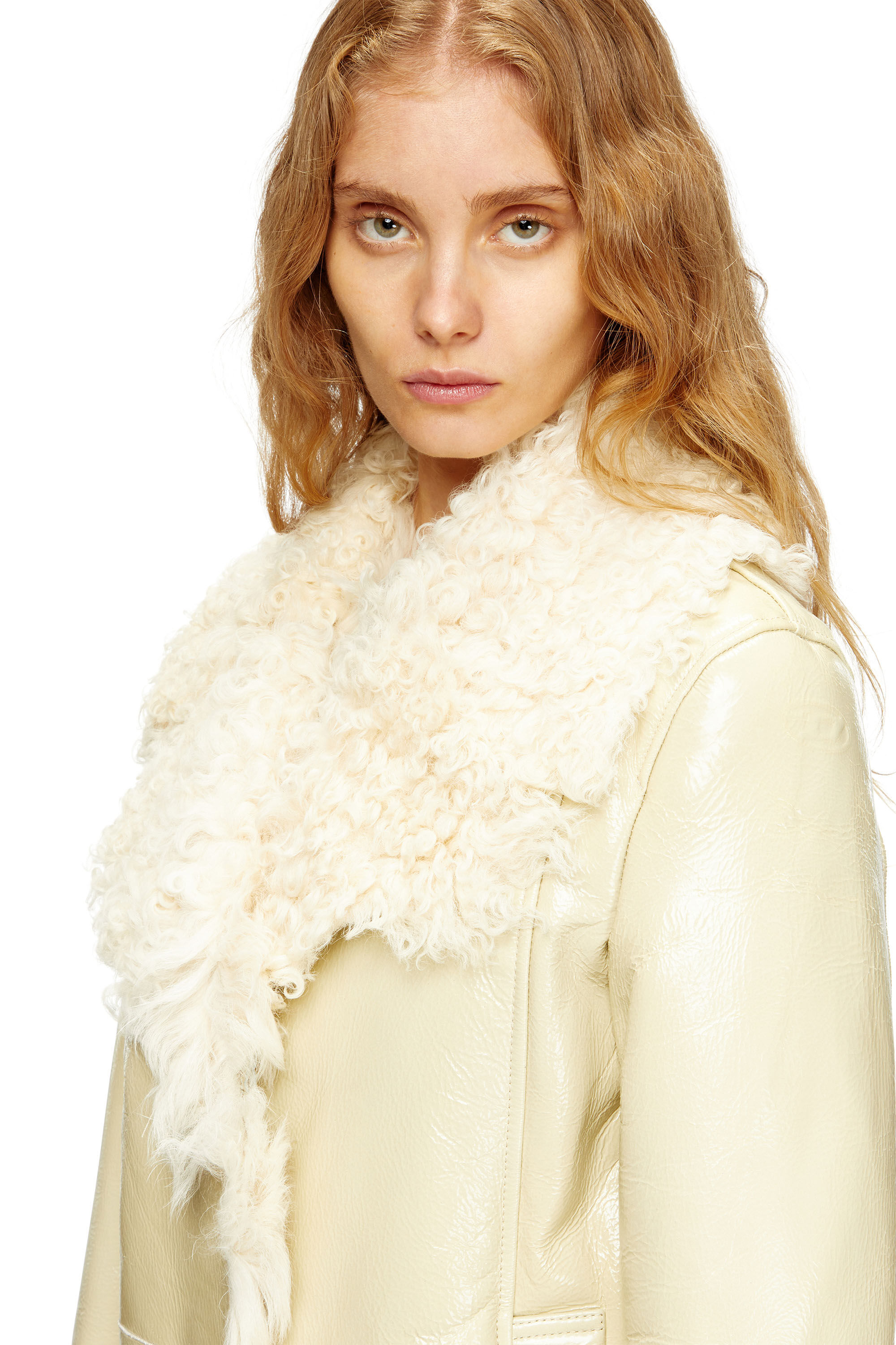 Diesel - L-ACONIC, Woman's Patent shearling jacket in null - 5