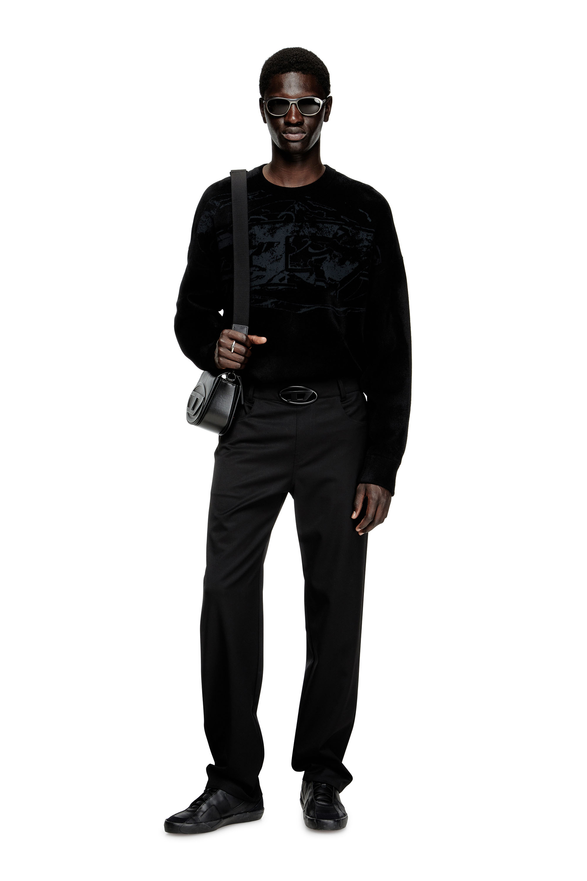 Diesel - K-TRESA, Man's Chenille-jacquard jumper with logo motif in Black - 2