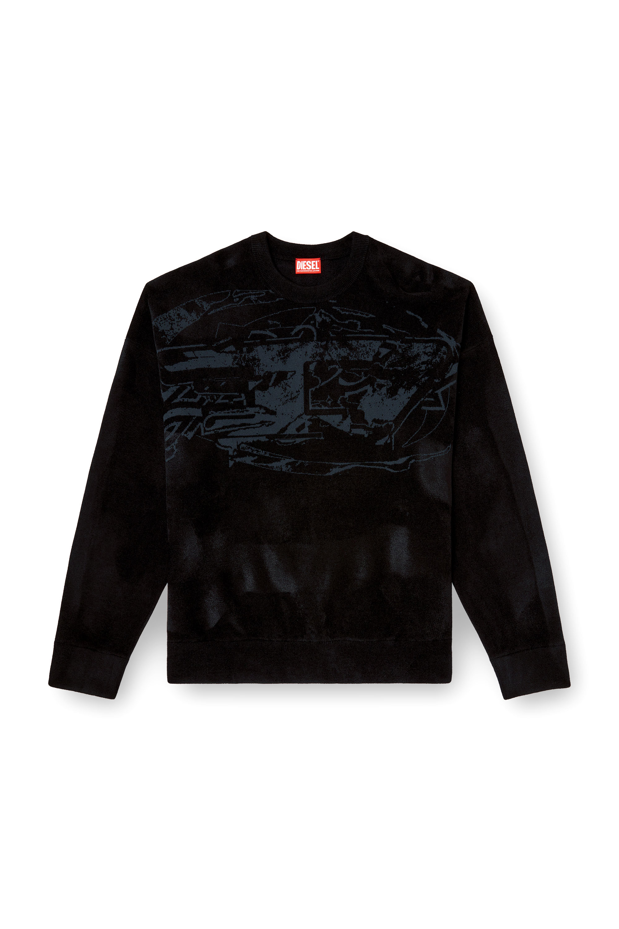 Diesel - K-TRESA, Man's Chenille-jacquard jumper with logo motif in Black - 3