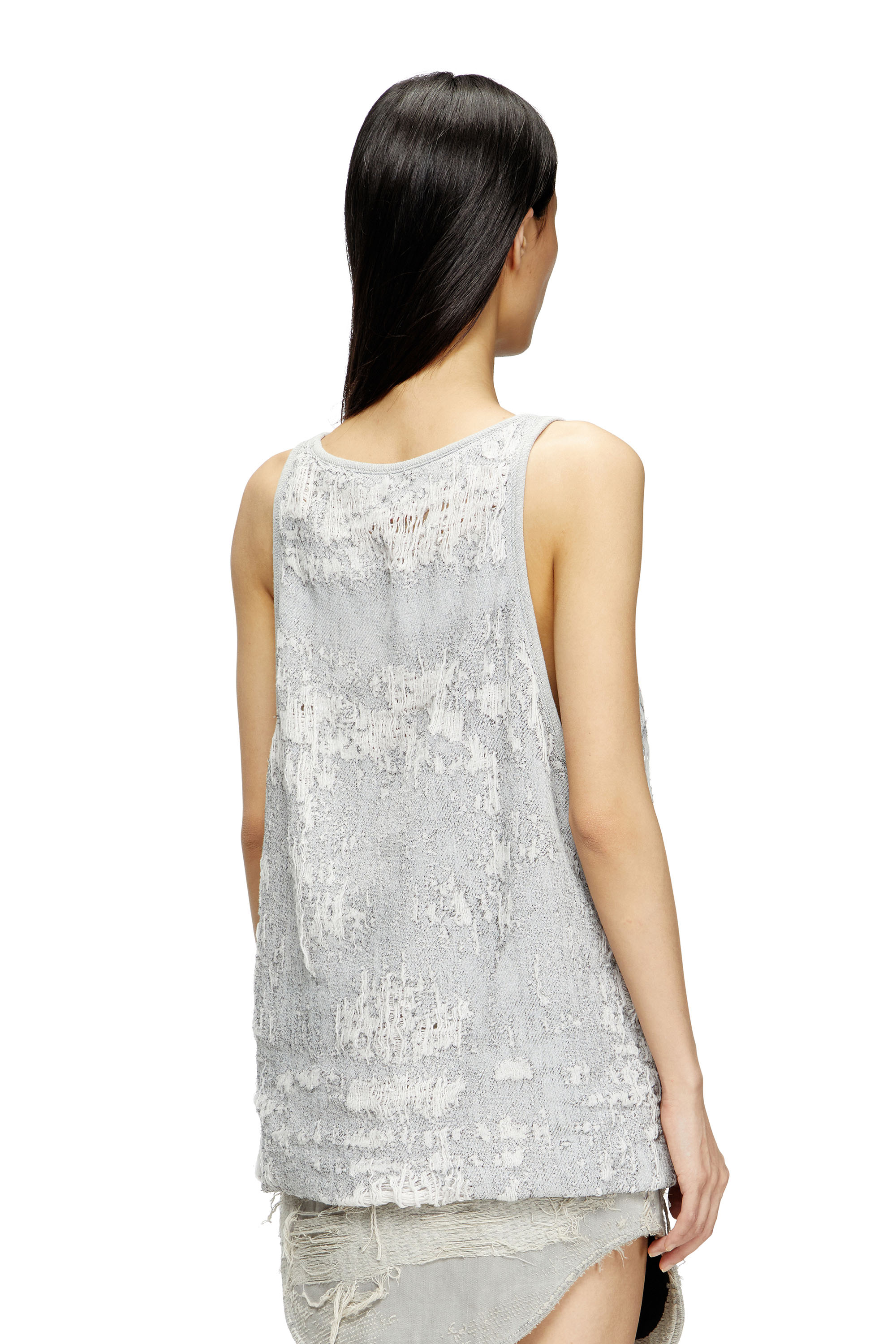 Diesel - DE-DALBY-FSG, Woman's Top in ultra-destroyed jacquard denim in Light Blue - 4