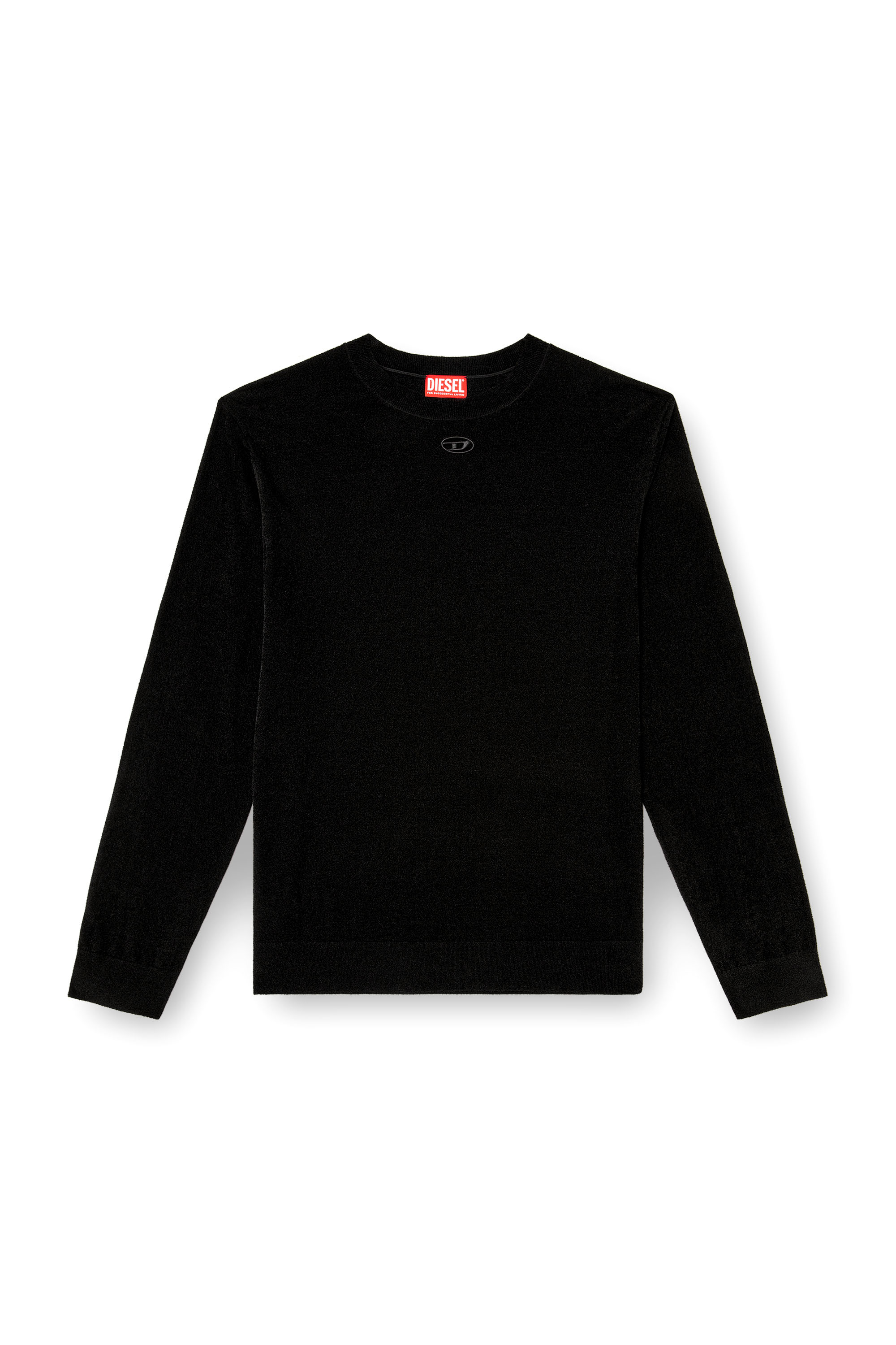 Diesel - K-CEVRO, Man's Chenille jumper with cut-out logo in Black - 3