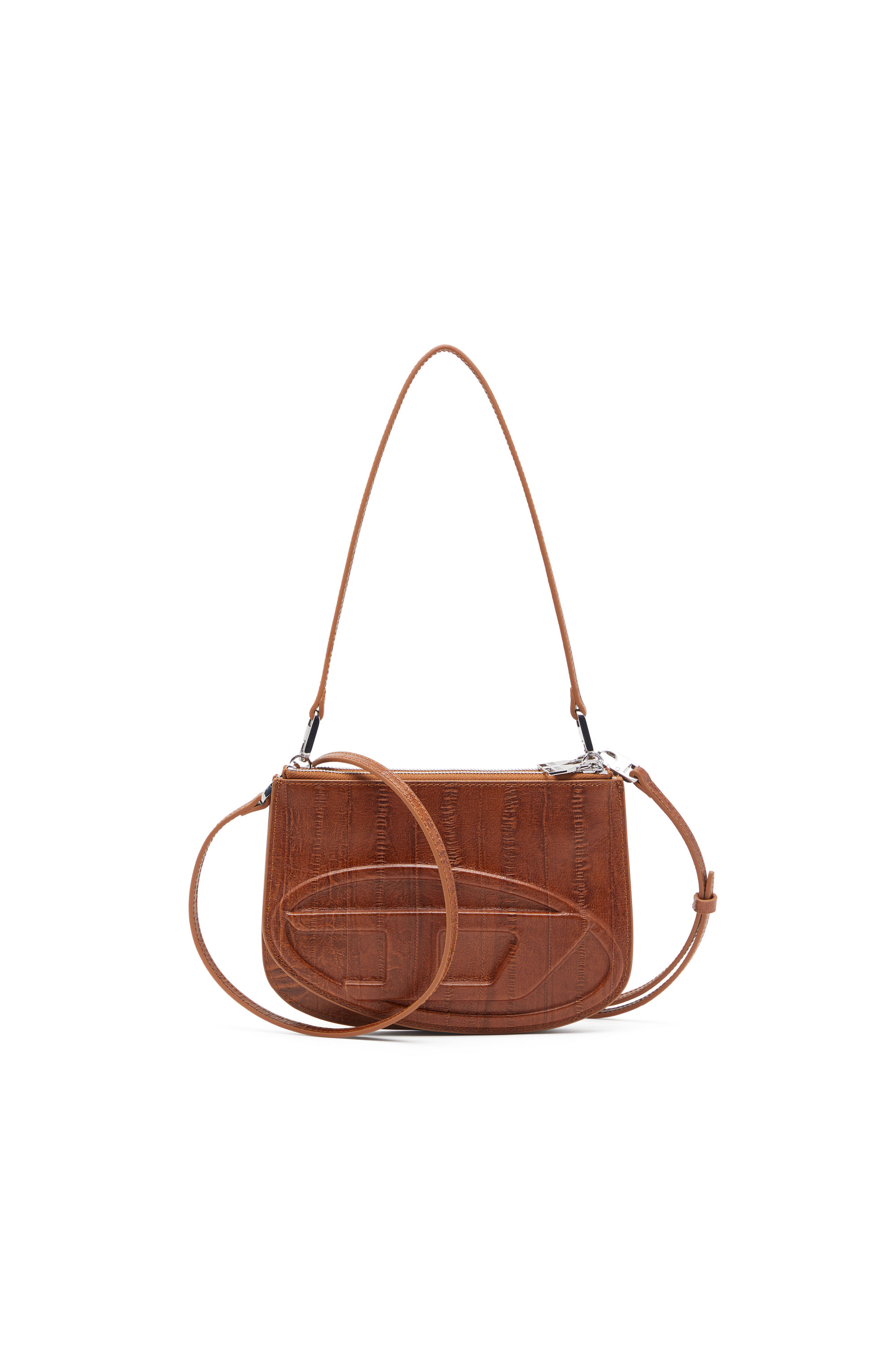 Diesel - 1DR TWIN, Woman's 1DR Twin-Double-pouch shoulder bag in printed leather in Brown - 1