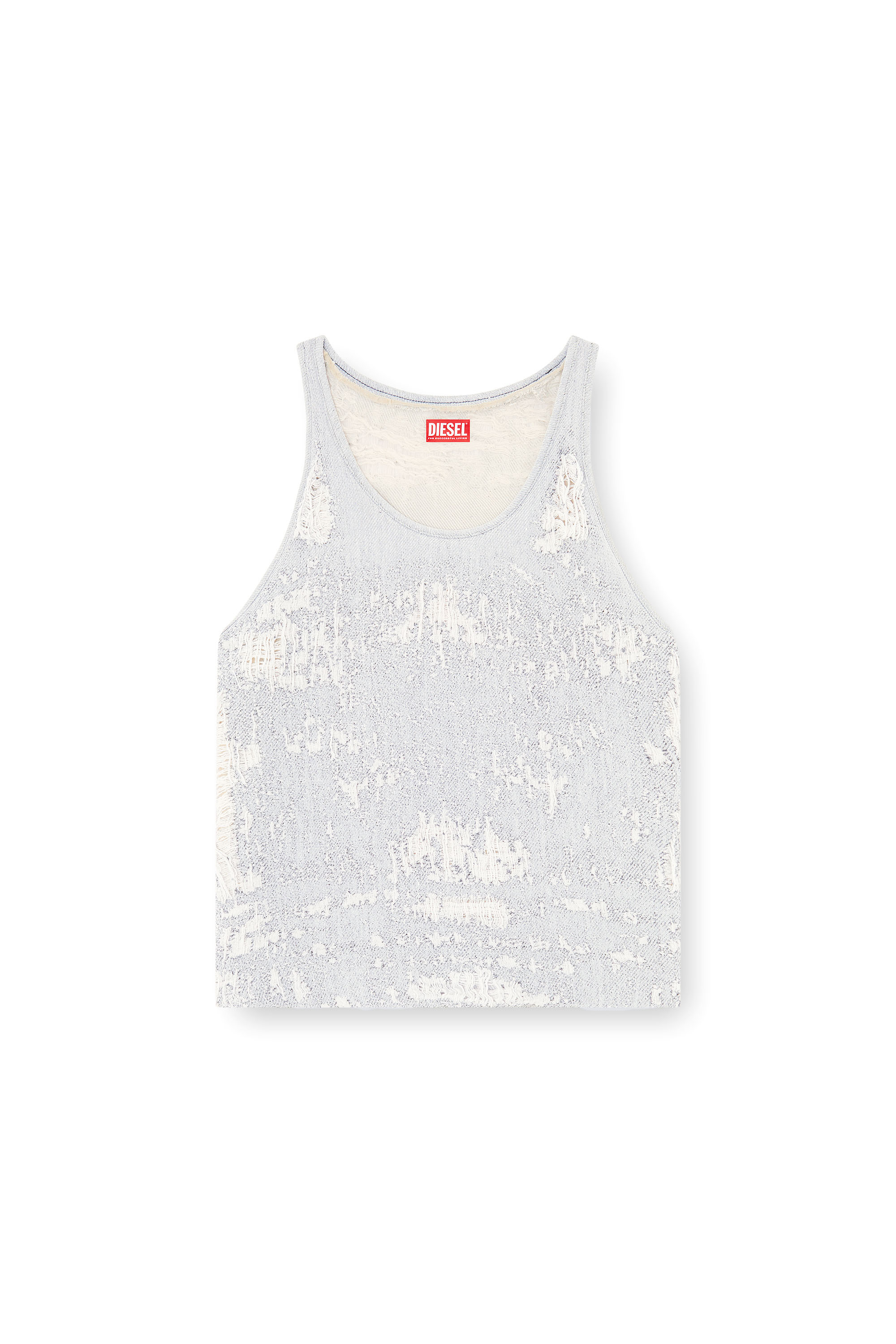 Diesel - DE-DALBY-FSG, Woman's Top in ultra-destroyed jacquard denim in Light Blue - 3