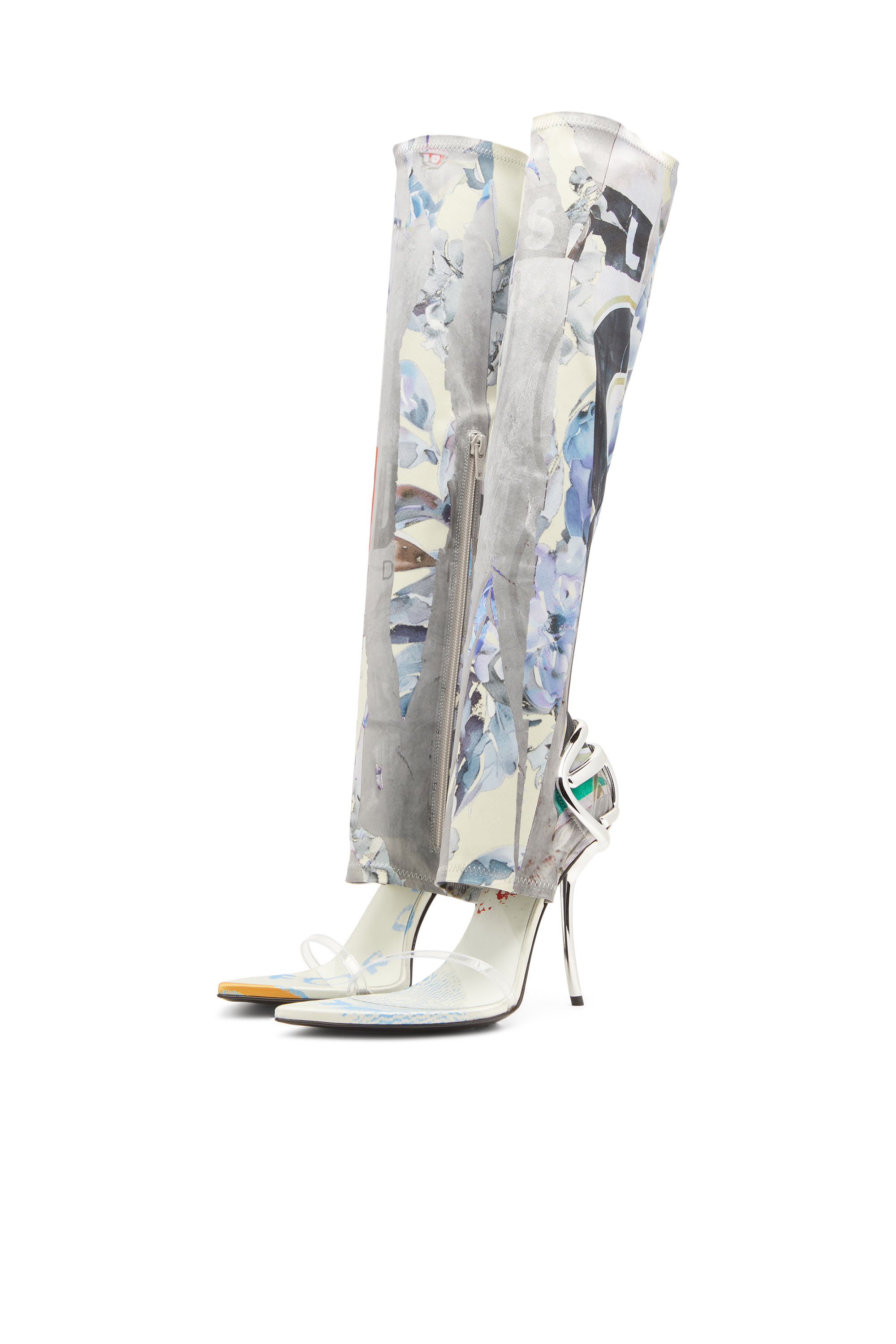 Diesel - D-TEN&HALF SDL KB, Woman's Hybrid sandals with graphic print in White/Blue - 7