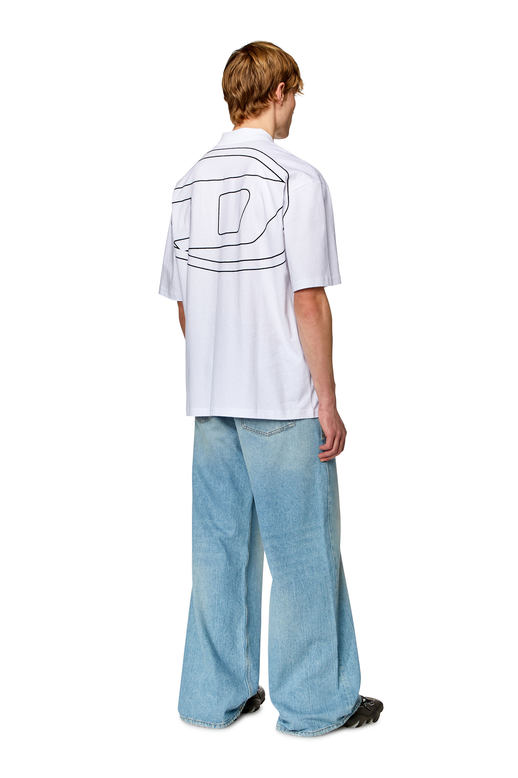Diesel - T-VORT-MEGOVAL-D, Man's Polo shirt with maxi oval D embroidery in White - 2