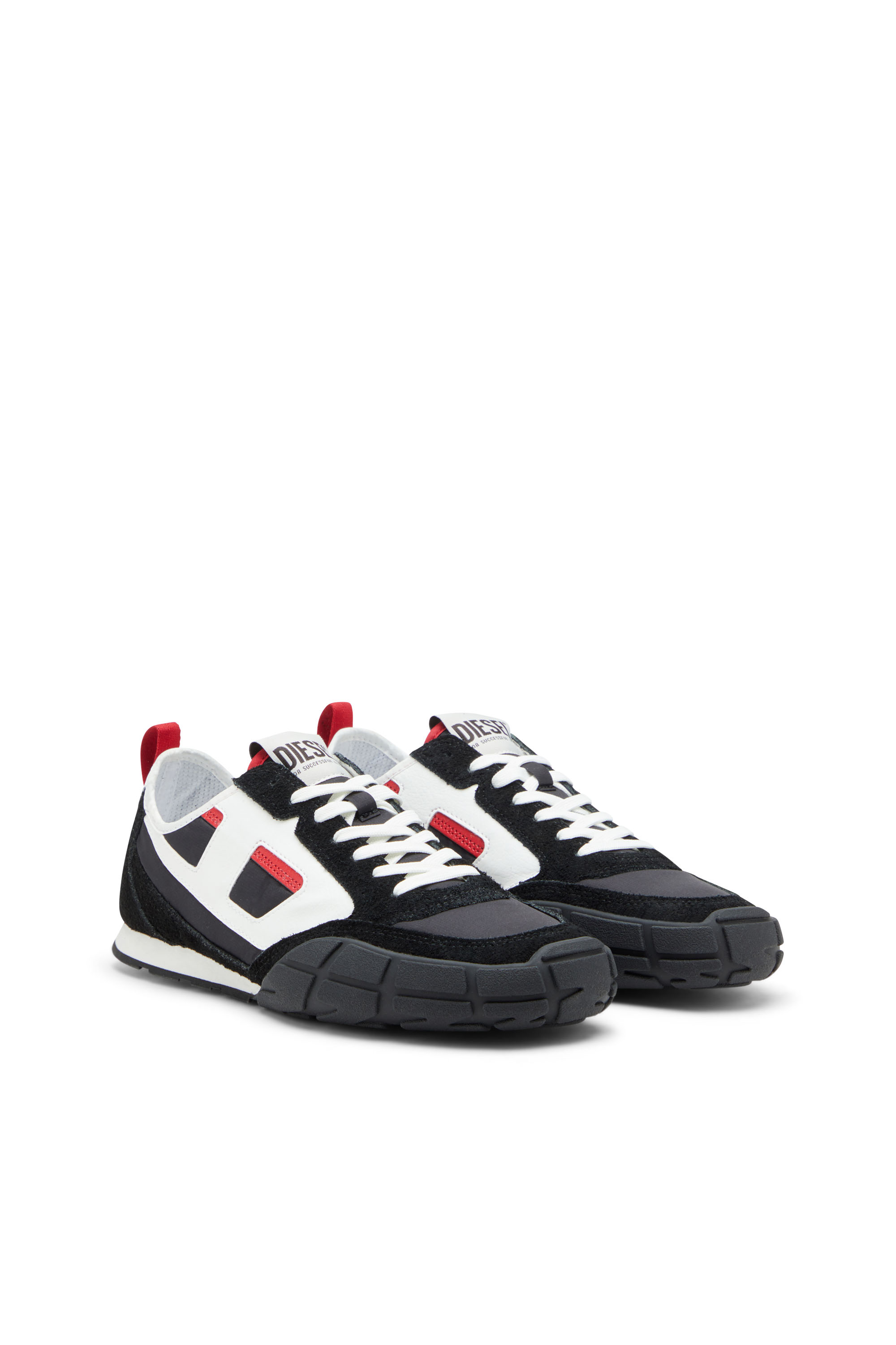 Diesel - S-PAGODHA LOW, Man's S-Pagodha-Sneakers in leather, suede and ripstop in Black/Red - 1