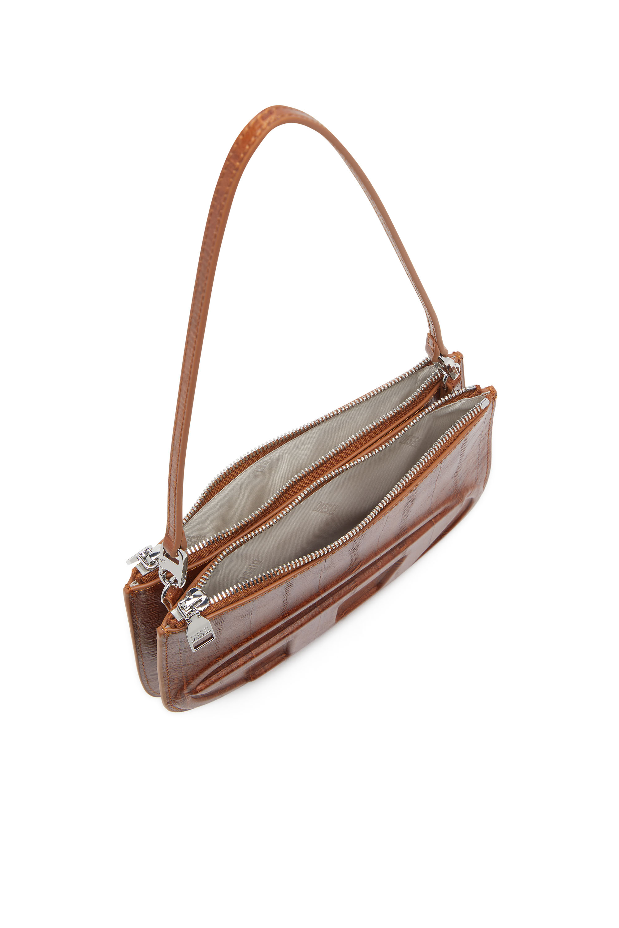 Diesel - 1DR TWIN, Woman's 1DR Twin-Double-pouch shoulder bag in printed leather in Brown - 4